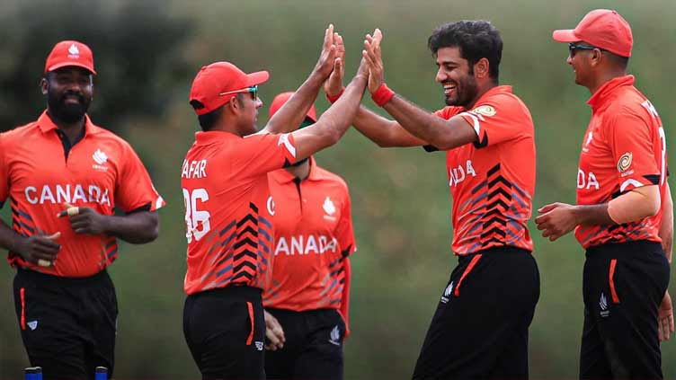 Kaleem Sana & Canada Cricket Team Captain Saad Bin Zafar Celebrating a wicket